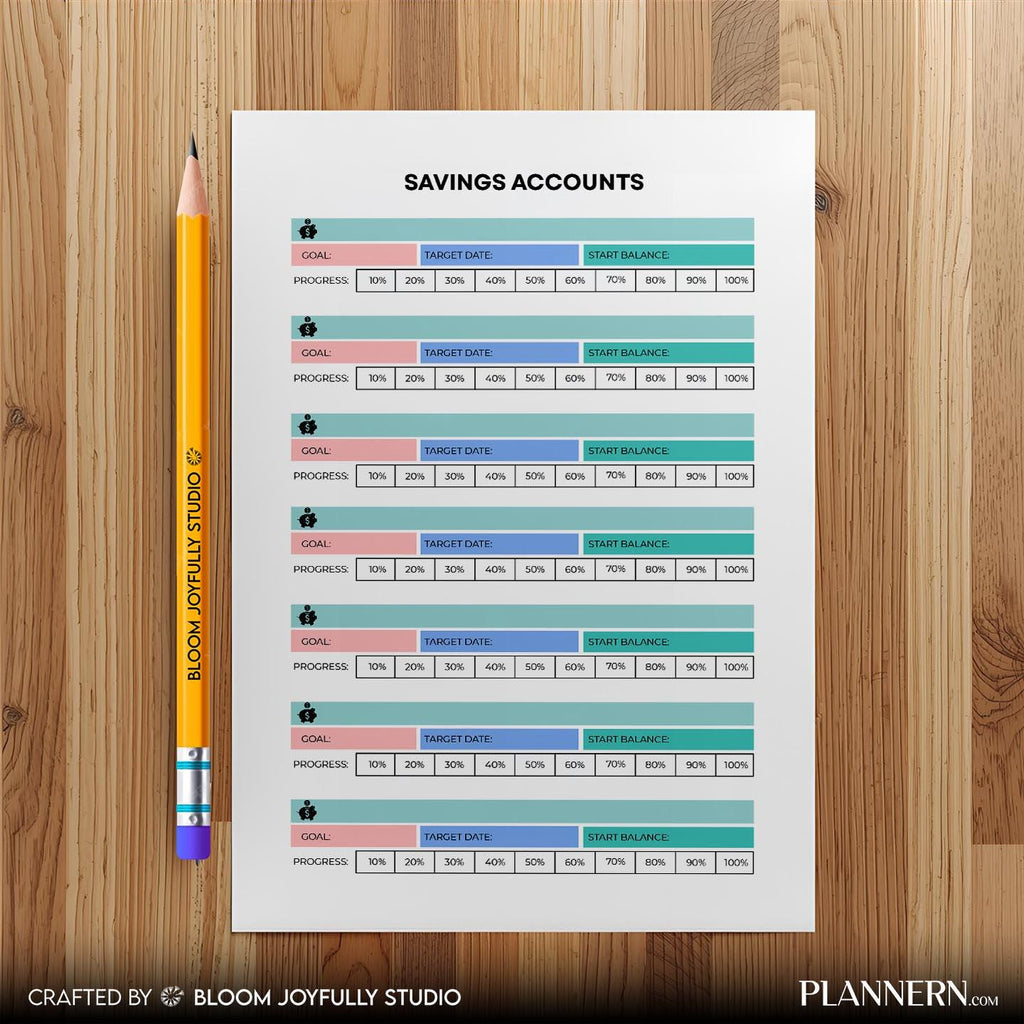Budget Printable — Savings Account Tracker PRINTABLE, Monthly Savings Planner, Budget Insert PDF Download, ... | Bloom Joyfully printable