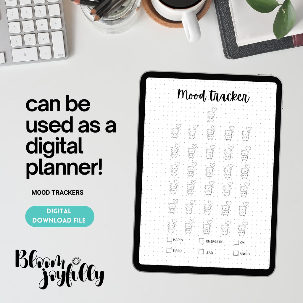 Bullet Journal — MONTHLY Mood Trackers Bundle, Printable Mood Tracker for journal, Monthly, Daily Mood Log,... | Mindfulness printable