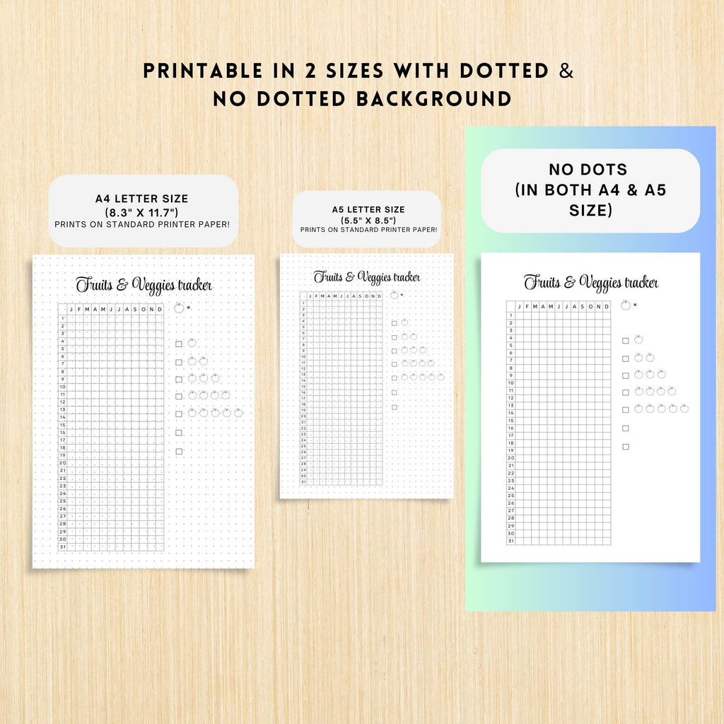 Clean Eating Tracker — Fruits and Veggies Tracker PRINTABLE, Daily Fruit & Vegetable Intake Log, Healthy Ea... | Nutri Track printable