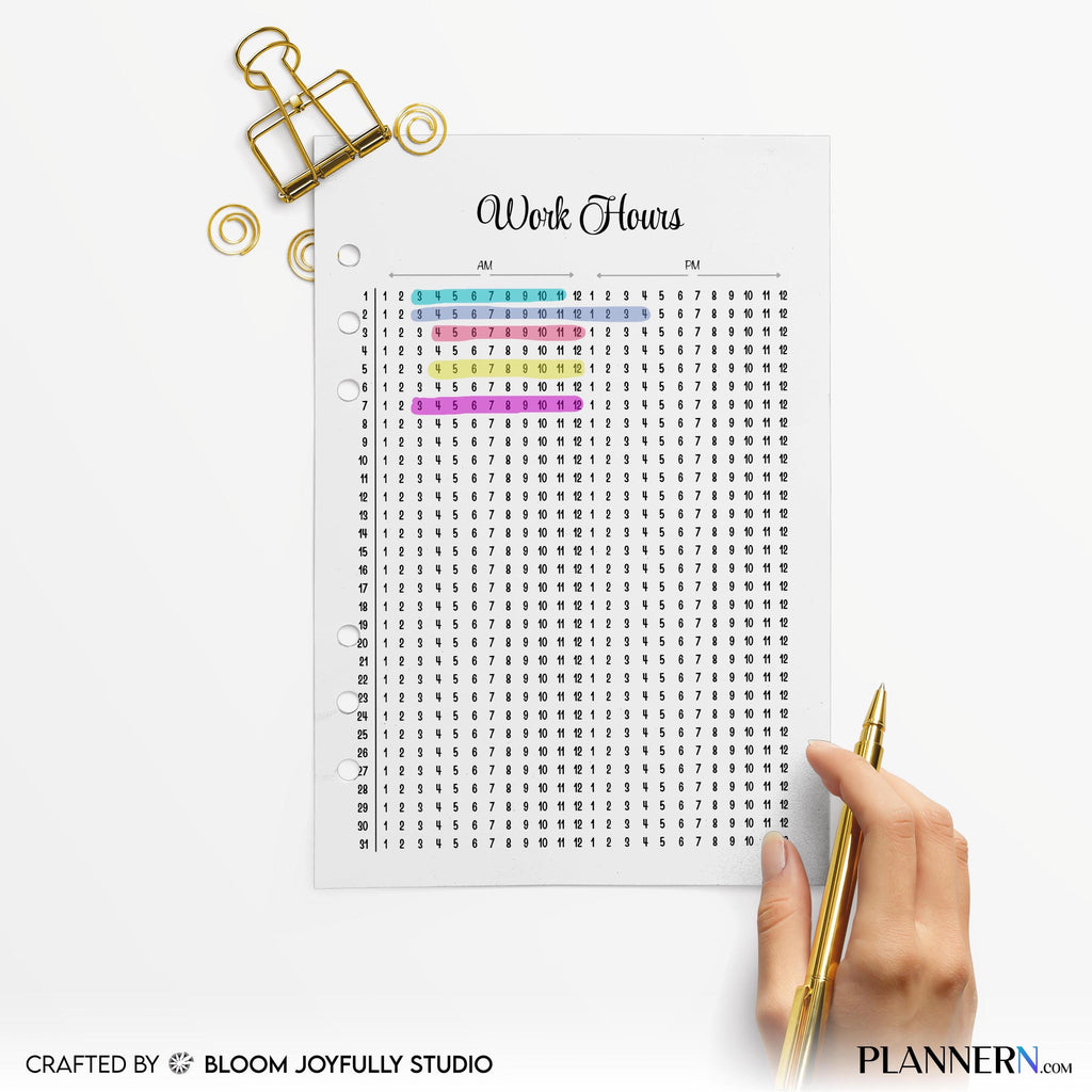 Employee Time Sheet — Work Hours Tracker, Work Hours Log, Track Hours and Overtime, Work Time Schedule, PRI... | Bloom Joyfully printable