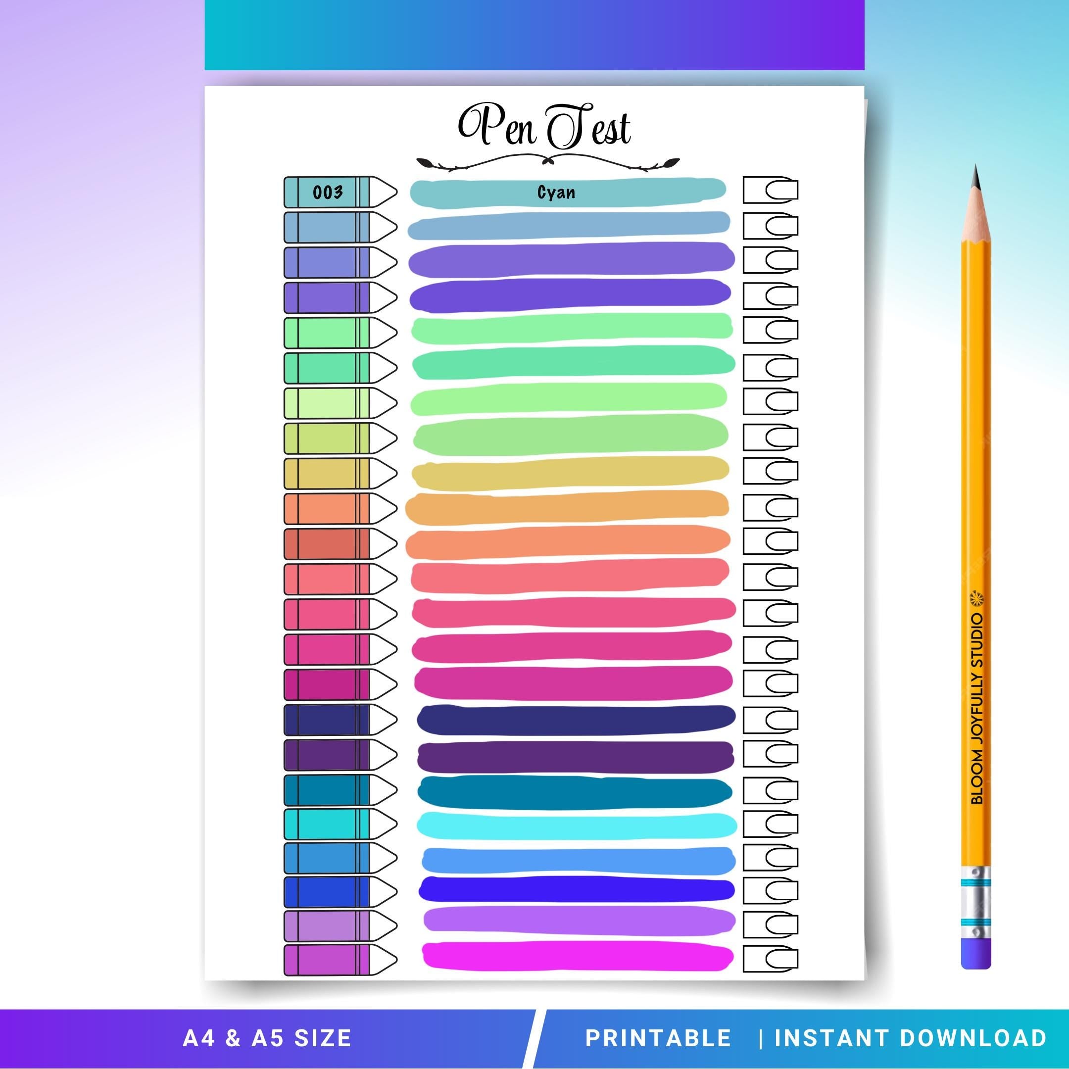Brush Pen Tracker — Marker Log PRINTABLE, Pen Tracker, Pen color Swatch Page, Printable Pen Test Page, A4/A... | Bloom Joyfully printable