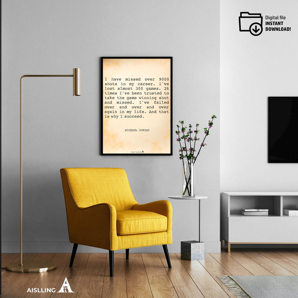 Aislling — Digital Printable Wall Art Inspirational Quotes Jordan Mentality Poster Basketball Quote Michael... | Aislling printable