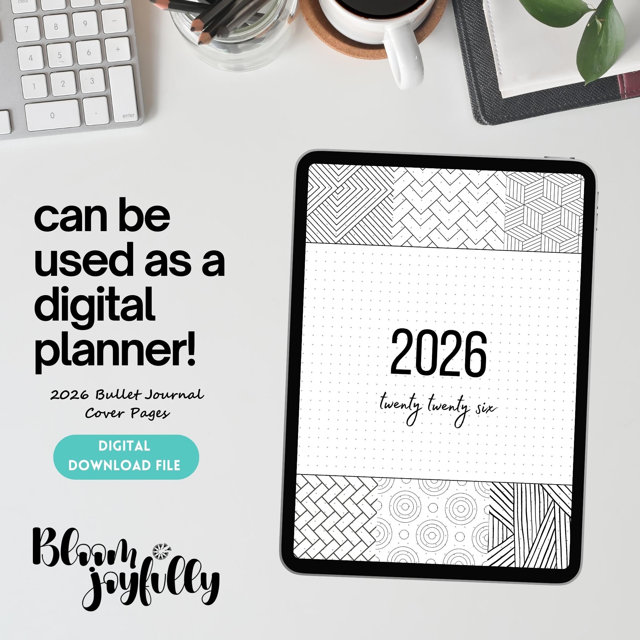 2026 Cover Pages — 2026 Bullet Journal Cover Page, PRINTABLE Title Page, 2026 Planner Cover, BUJO Cover Pag... | Bloom Joyfully printable