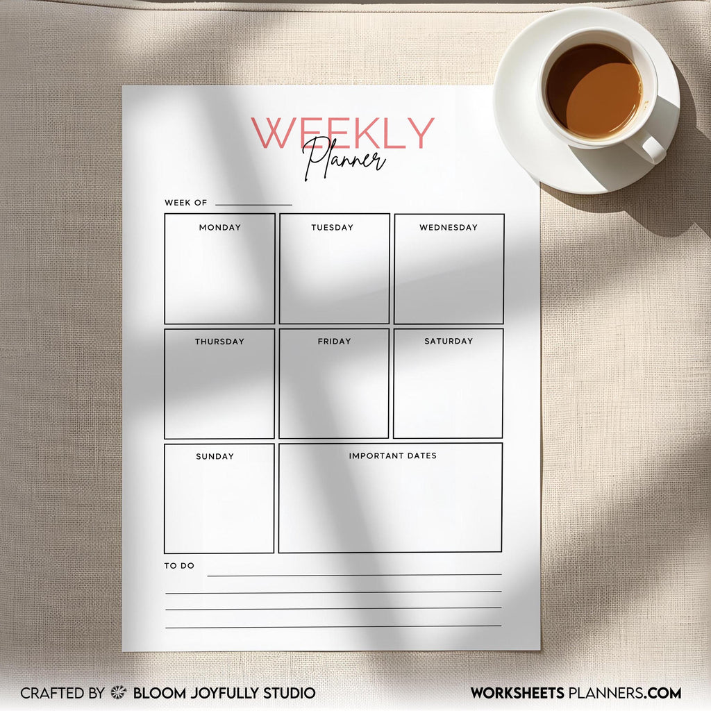 Digital Planner — Weekly Planner PRINTABLE, Weekly To Do List, Weekly Habit Tracker, Weekly Goal Planner, S... | Bloom Joyfully printable