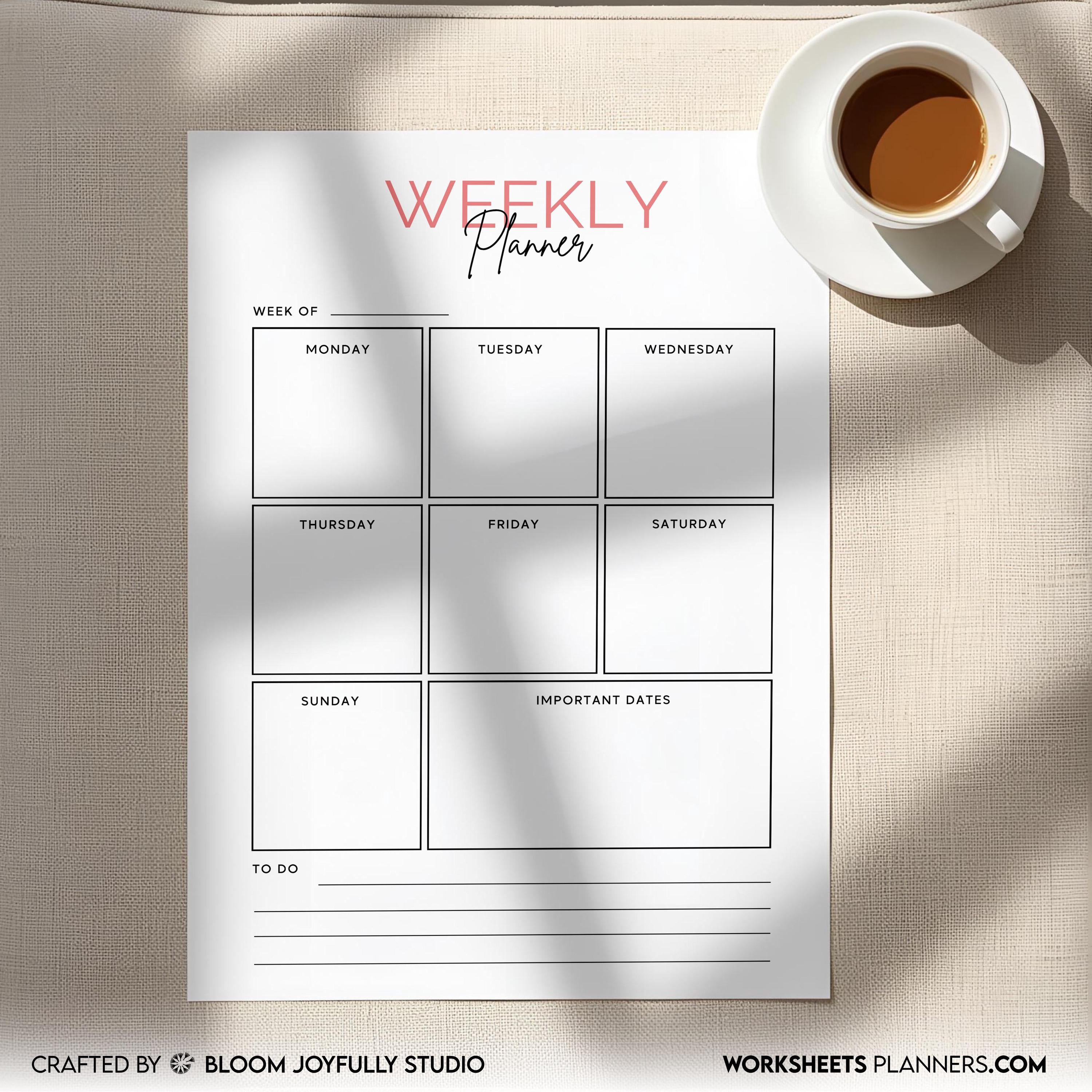 Digital Planner — Weekly Planner PRINTABLE, Weekly To Do List, Weekly Habit Tracker, Weekly Goal Planner, S... | Bloom Joyfully printable
