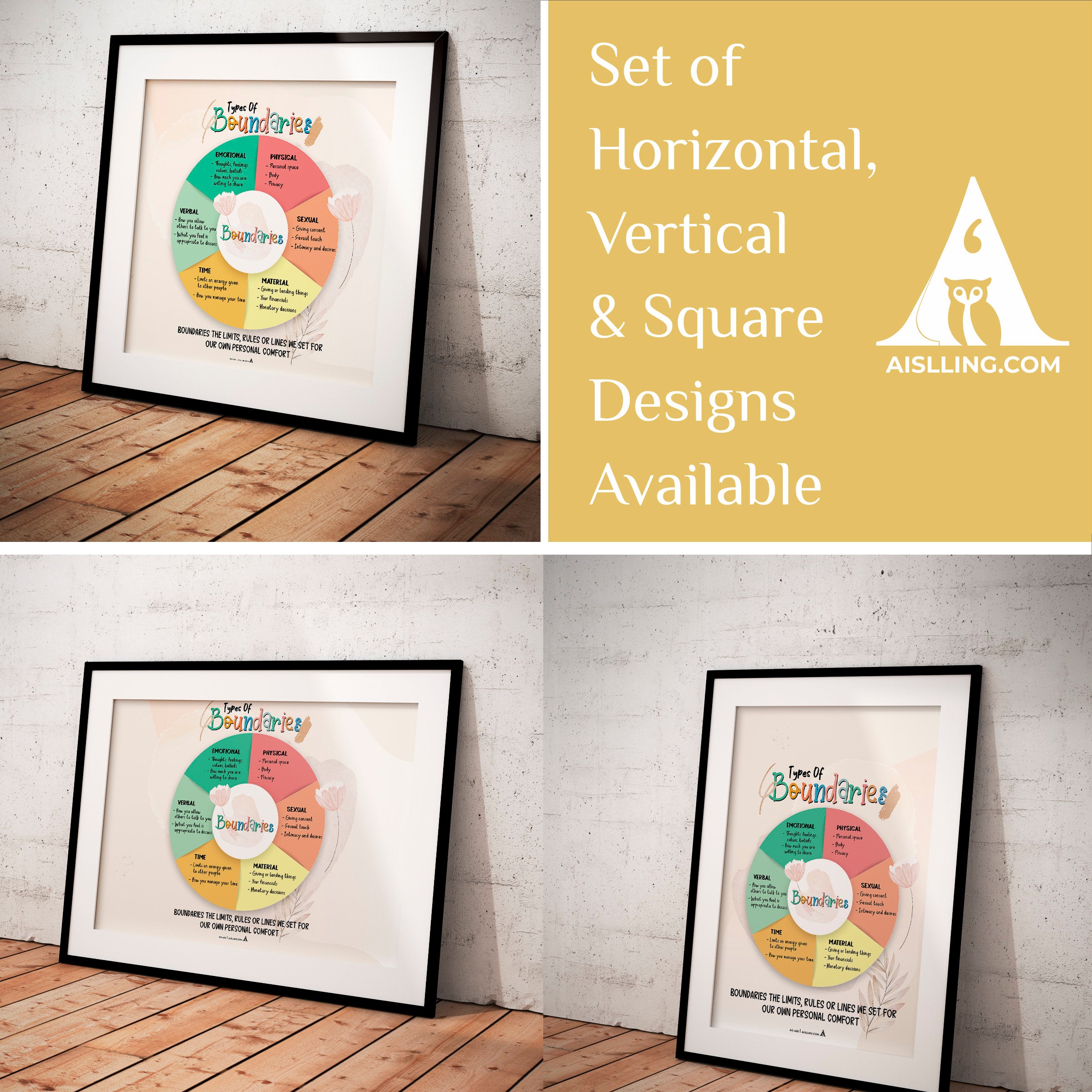 Act — Boundaries poster, self, esteem, respect, couples therapy, therapy office decor, therapy office art, ... | Mindfulness printable
