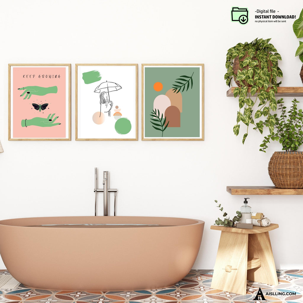 Sage Green Blush Pink Print Set of 9, Boho decor, Botanical Gallery Wall Set, DIGITAL DOWNLOAD, Minimalist ... | Aislling printable