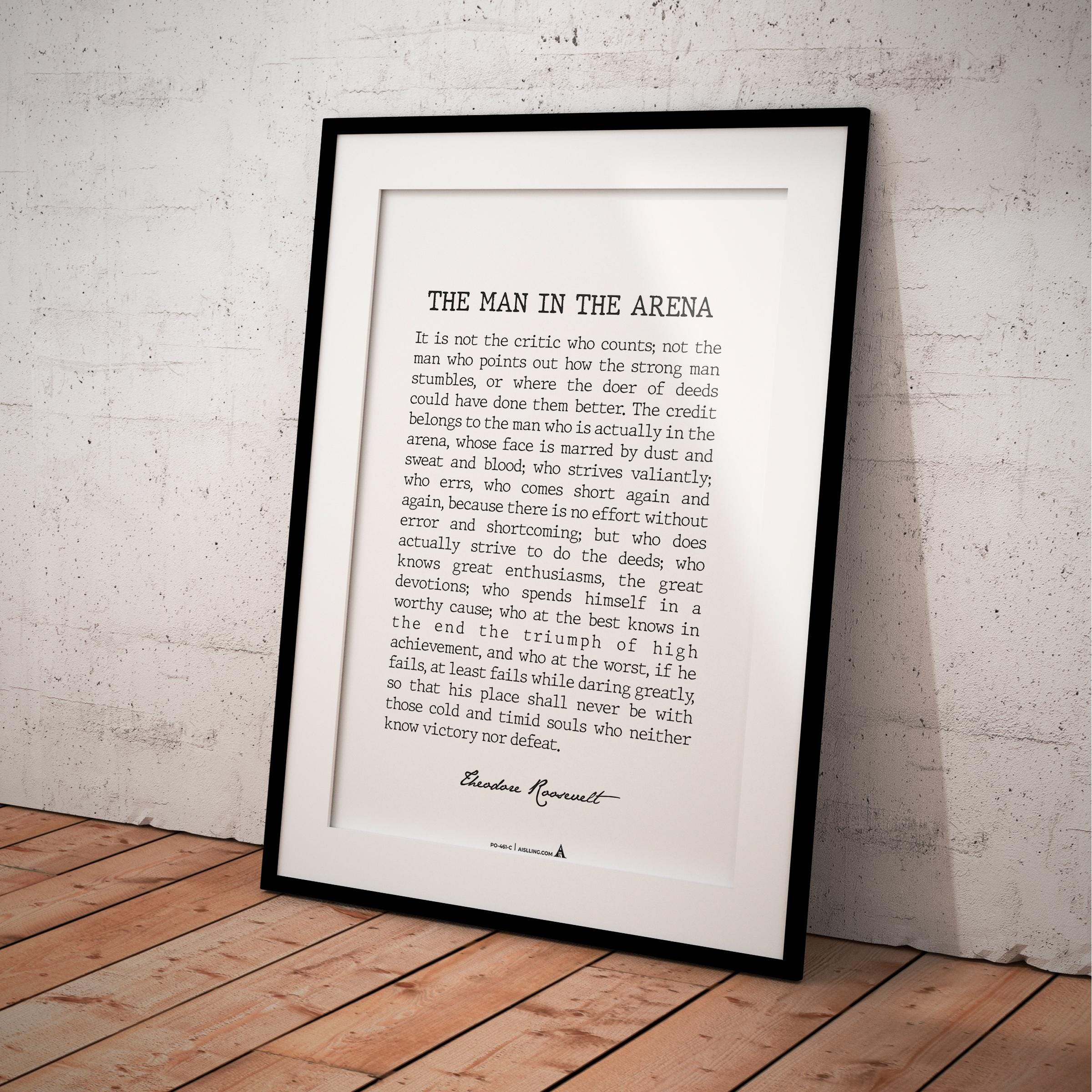 Daring Greatly — The Man In The Arena PRINTABLE, Inspirational QUOTE, Motivational POSTER, Office Wall, Man... | Aislling printable
