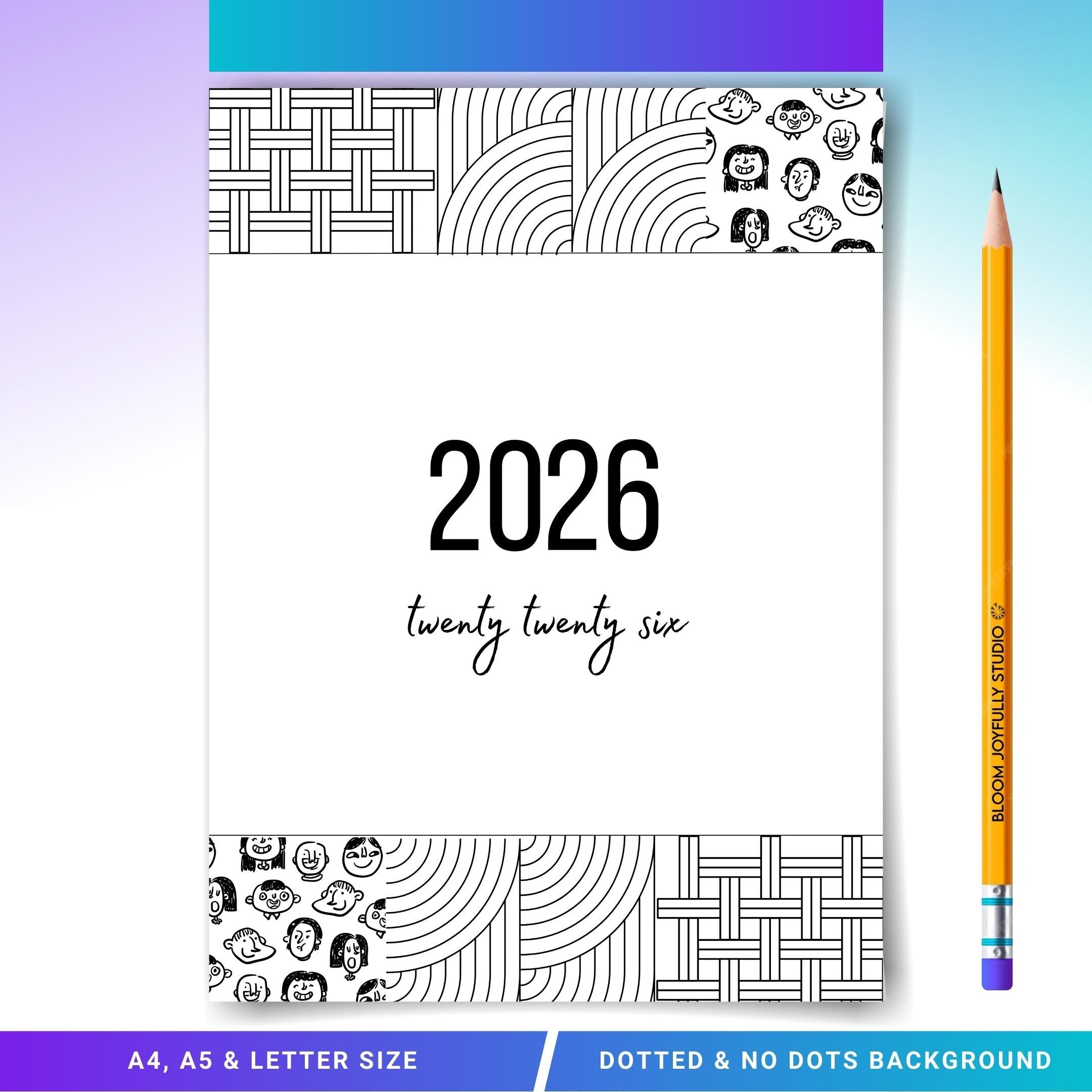 2026 Cover Pages — 2026 Bullet Journal Cover Page, PRINTABLE Title Page, Printable Cover Page, 2026 Planner... | Bloom Joyfully printable