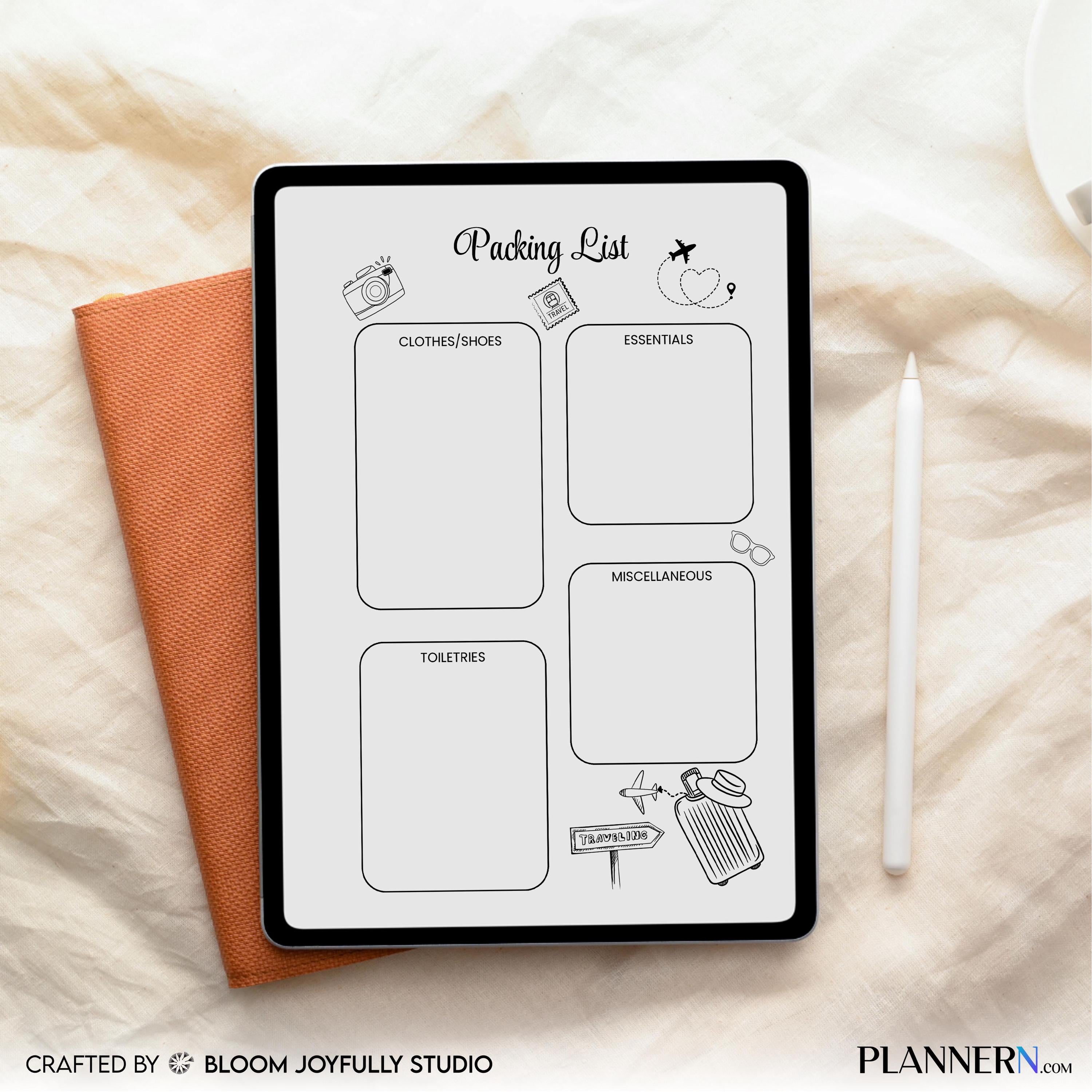 A4 A5 Printable — Travel Packing List PRINTABLE, Vacation Packing Checklist, Minimalist Travel Planner, Tra... | Bloom Joyfully printable
