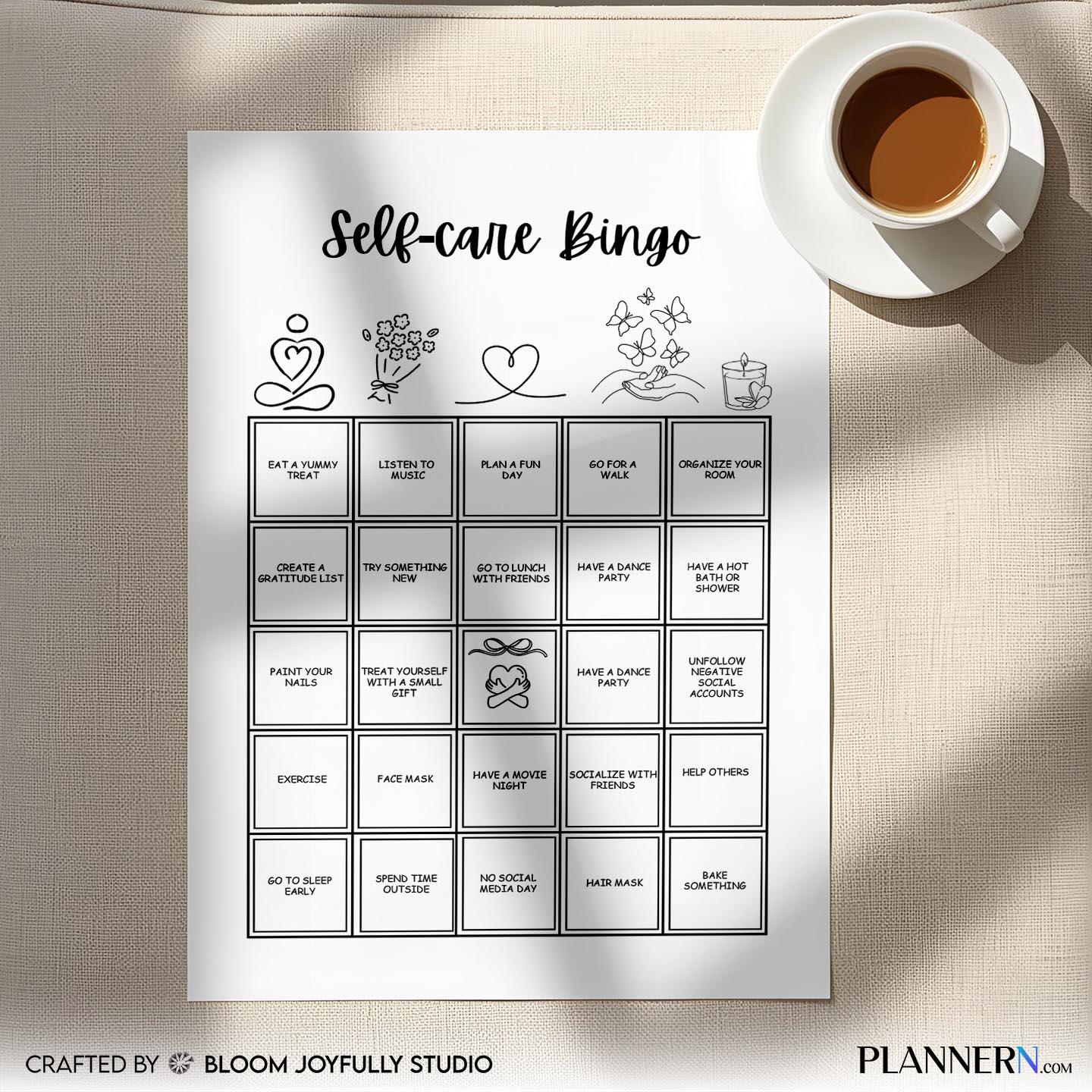 Affirmation — Self Care Bingo PRINTABLE, Mental Health Bingo, Wellness Challenge Tracker, Self Love Printab... | Mindfulness printable