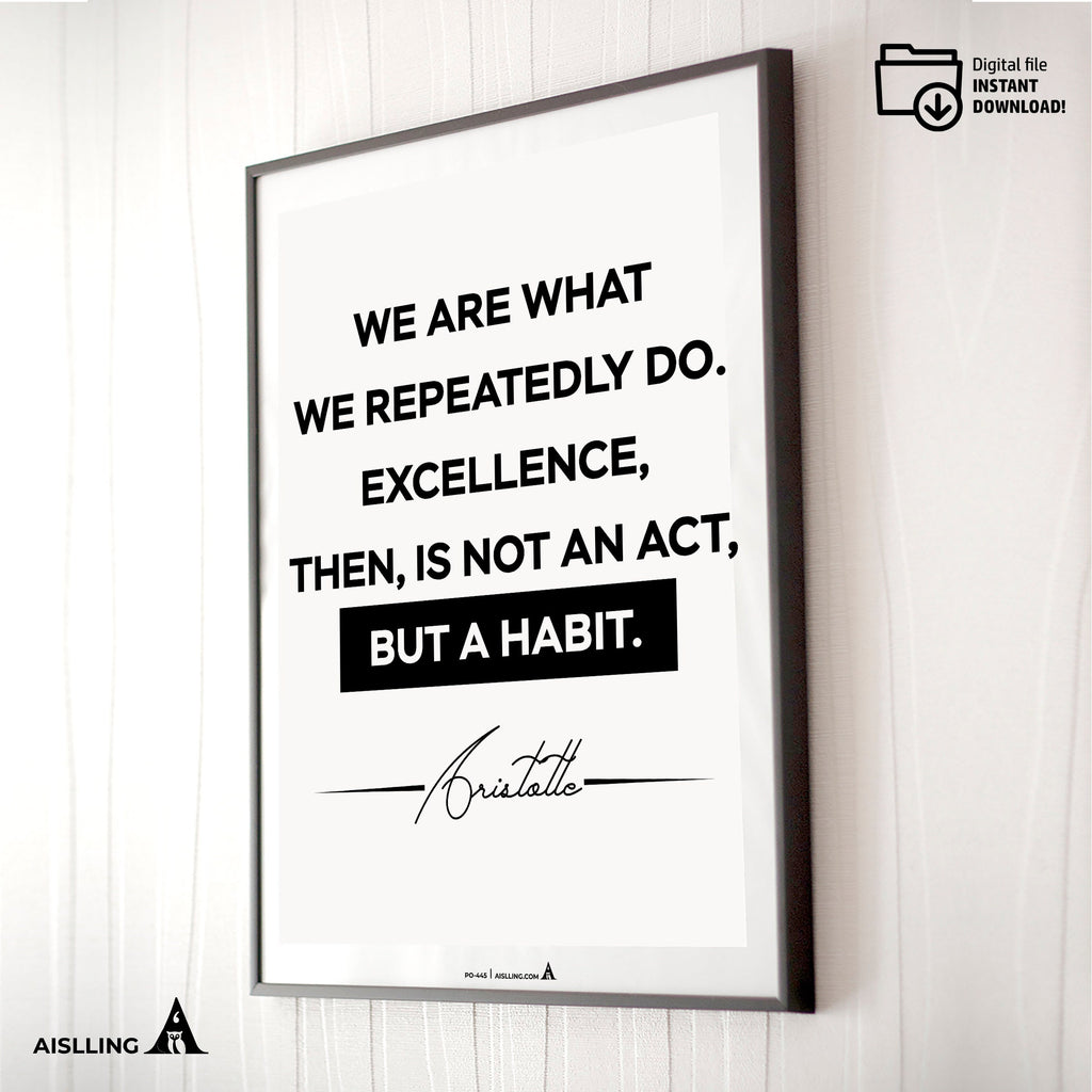 Inspirational Aristotle Quotes Print, Ancient Greek Wisdom Wall Art, Motivational Philosophy Decor, Classic Teacher Gift