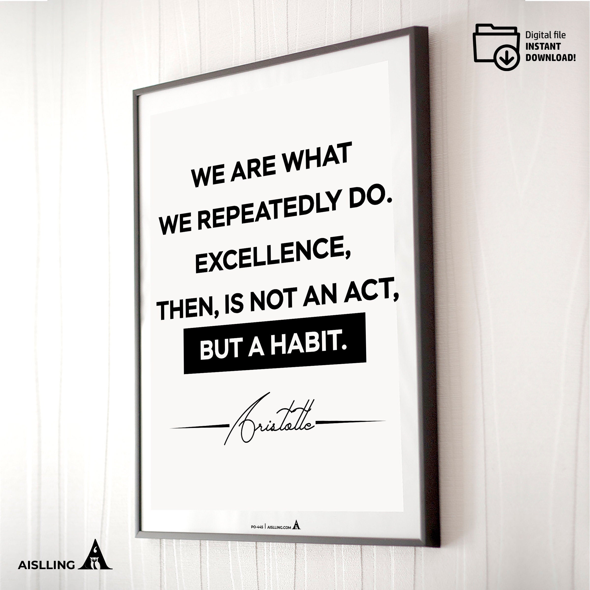 Inspirational Aristotle Quotes Print, Ancient Greek Wisdom Wall Art, Motivational Philosophy Decor, Classic Teacher Gift