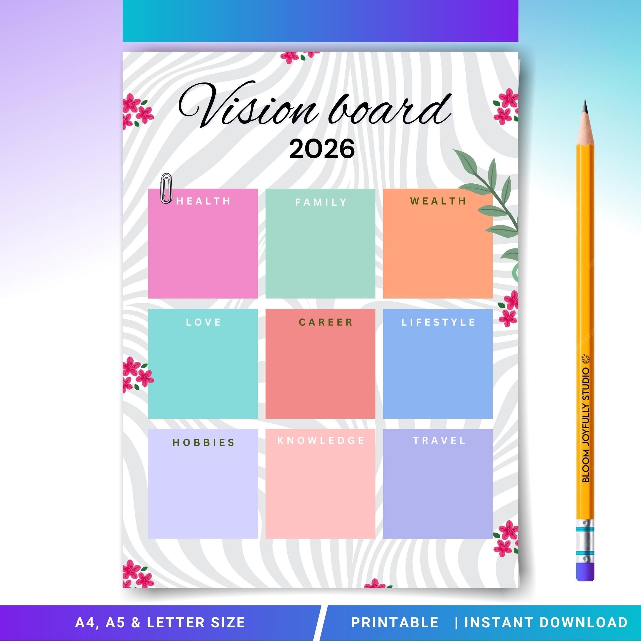 2026 Goals — 2026 My VISION BOARD, Health, Family, Wealth, Career, Travel, Love, Lifestyle, Hobbies, Knowle... | Aislling printable