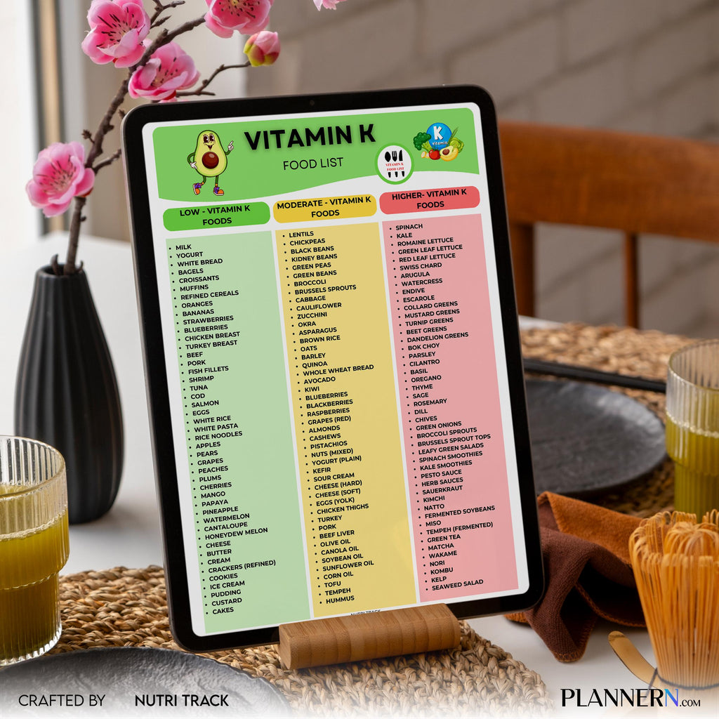 Digital Download — Vitamin K Food List Printable, Vitamin K Rich Foods Chart, Healthy Eating Nutrition PDF,... | Nutri Track printable