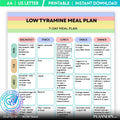 7 Day Plan — Low Tyramine Meal Plan, 7 Day Printable Diet Plan, Migraine Friendly Weekly Menu, Healthy Eati... | Nutri Track printable