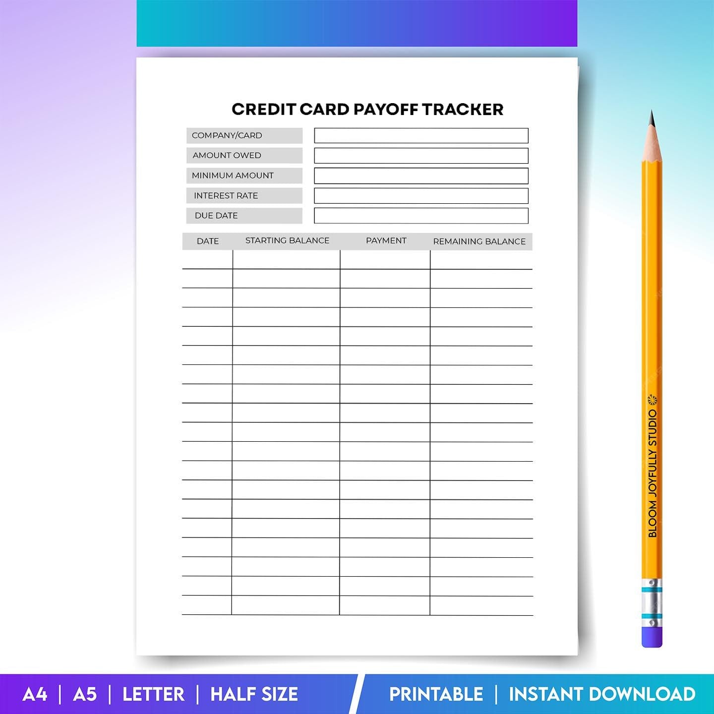 Budget Pdf Download — Credit Card Payoff Tracker PRINTABLE, Debt Payoff Planner, Payment and Balance Tracke... | Bloom Joyfully printable