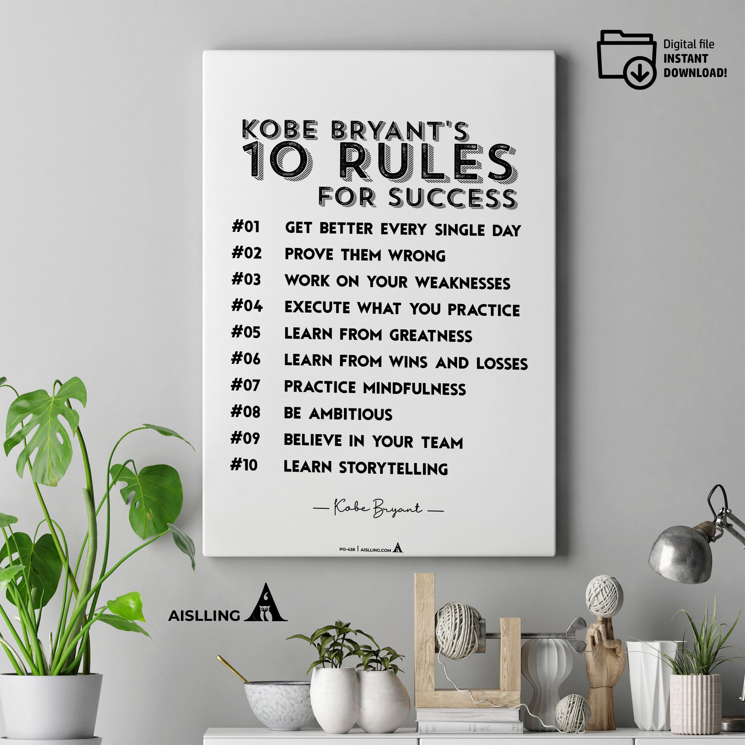 Art For Motivation — Minimalist Mamba Mentality Quote Kobe Bryant’s Poster, NBA Sports, Printable NBA Poste... | Aislling printable