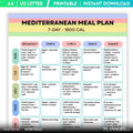 Mediterranean 7 Day Meal Plan (1800 Calorie) Printable, Mediterranean healthy Meal Plan & Grocery List, Dig... | Nutri Track printable