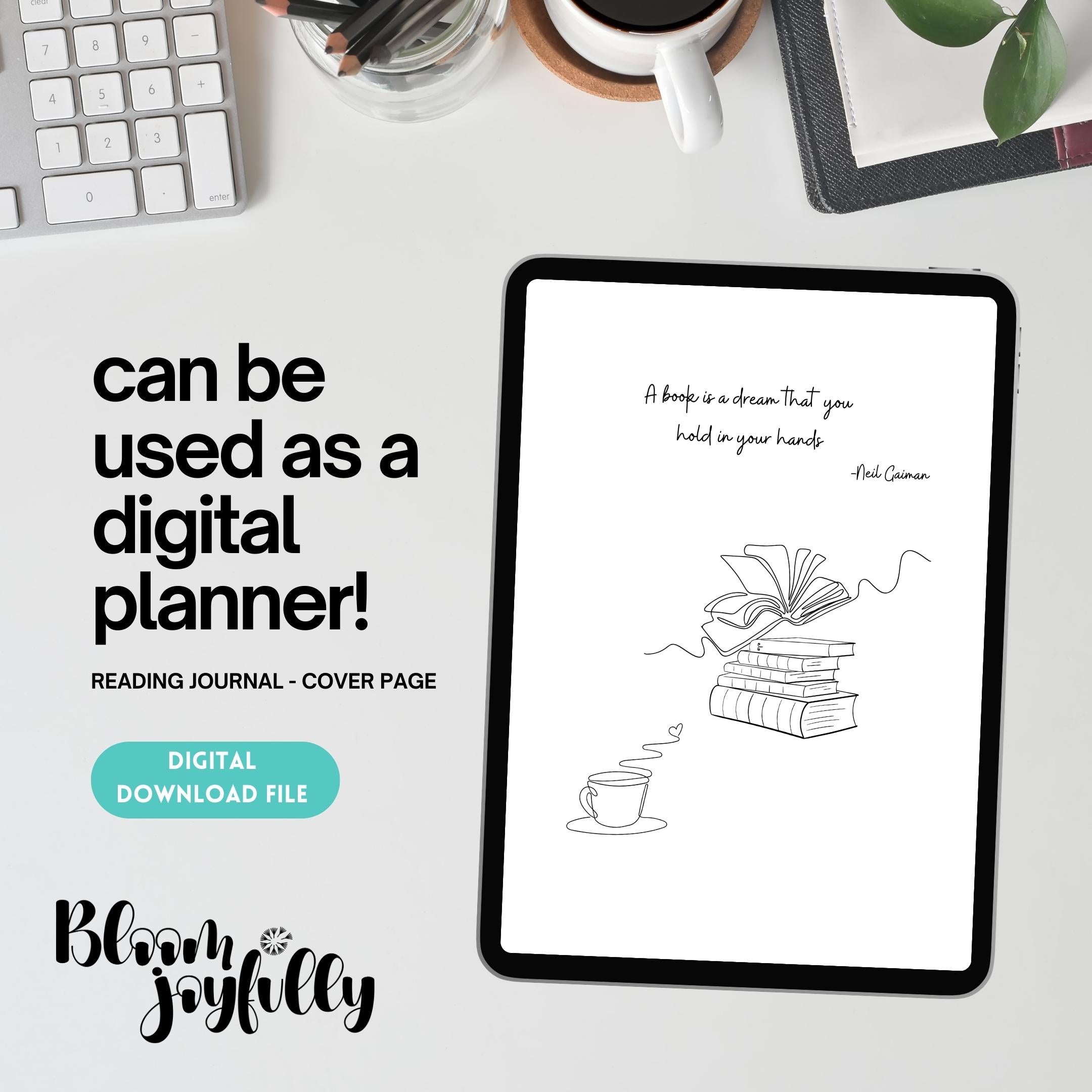 Book Cover Page — Reading Journal Cover Page (4), PRINTABLE Journal Page, Reading Tracker Cover page, Book ... | Bloom Joyfully printable