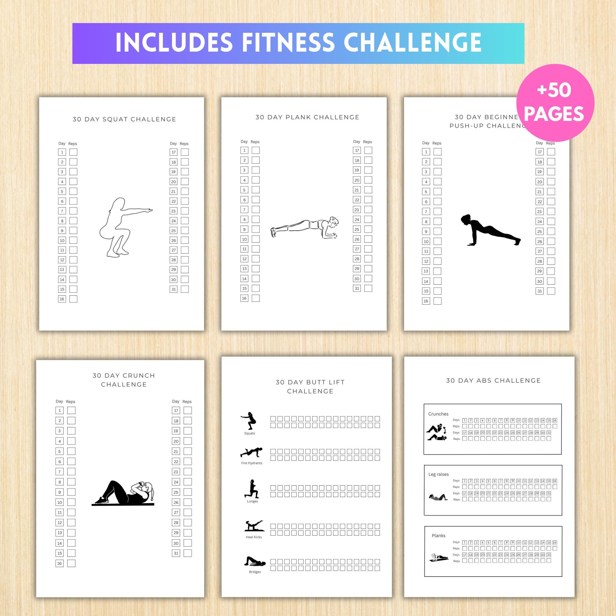 Daily Fitness Plan — FITNESS Tracker Printable Bundle, Health & Workout Planner, Fitness Tracker Kit, Worko... | Nutri Track printable
