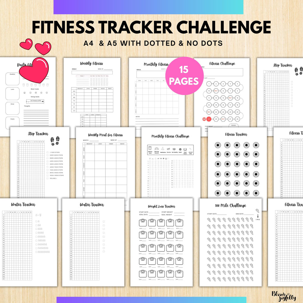 Digital Fitness — FITNESS Tracker Printable Bundle, Fitness and Wellness Tracker, Weightloss Tracker Bundle... | Nutri Track printable