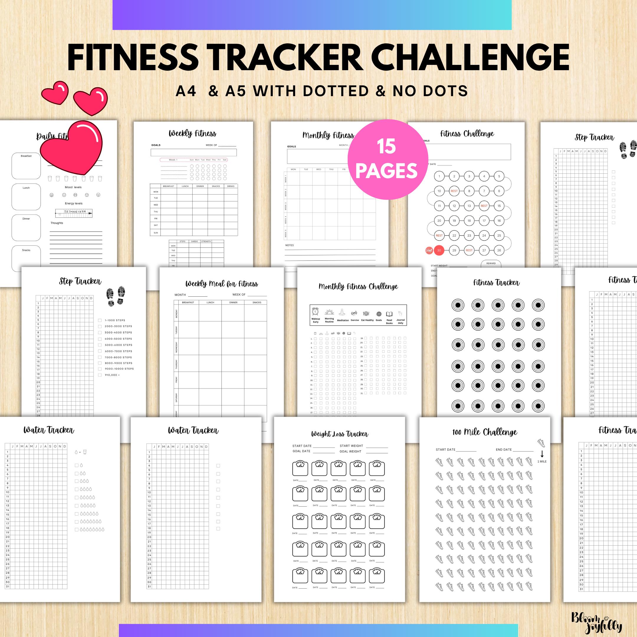 Digital Fitness — FITNESS Tracker Printable Bundle, Fitness and Wellness Tracker, Weightloss Tracker Bundle... | Nutri Track printable