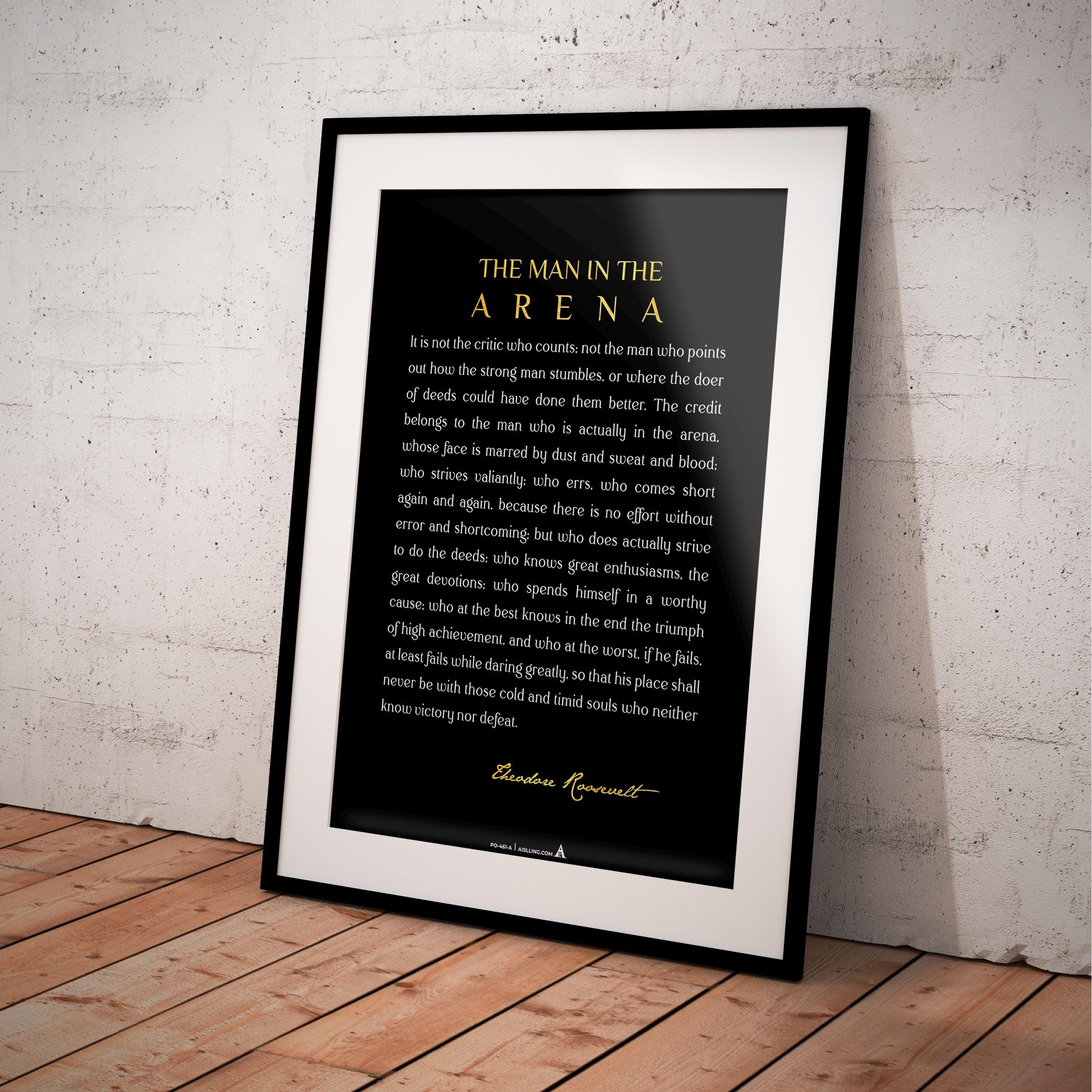 Black And White — The Man In The Arena Sign, Inspirational Sign, Motivational Sign, Office Wall, Man In The... | Aislling printable