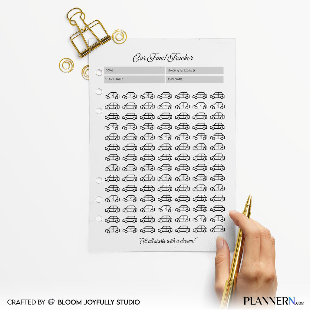 Budget Planner — Car Fund Tracker Printable, Car Savings Tracker, Vehicle Savings Planner, Savings Goal PDF... | Bloom Joyfully printable