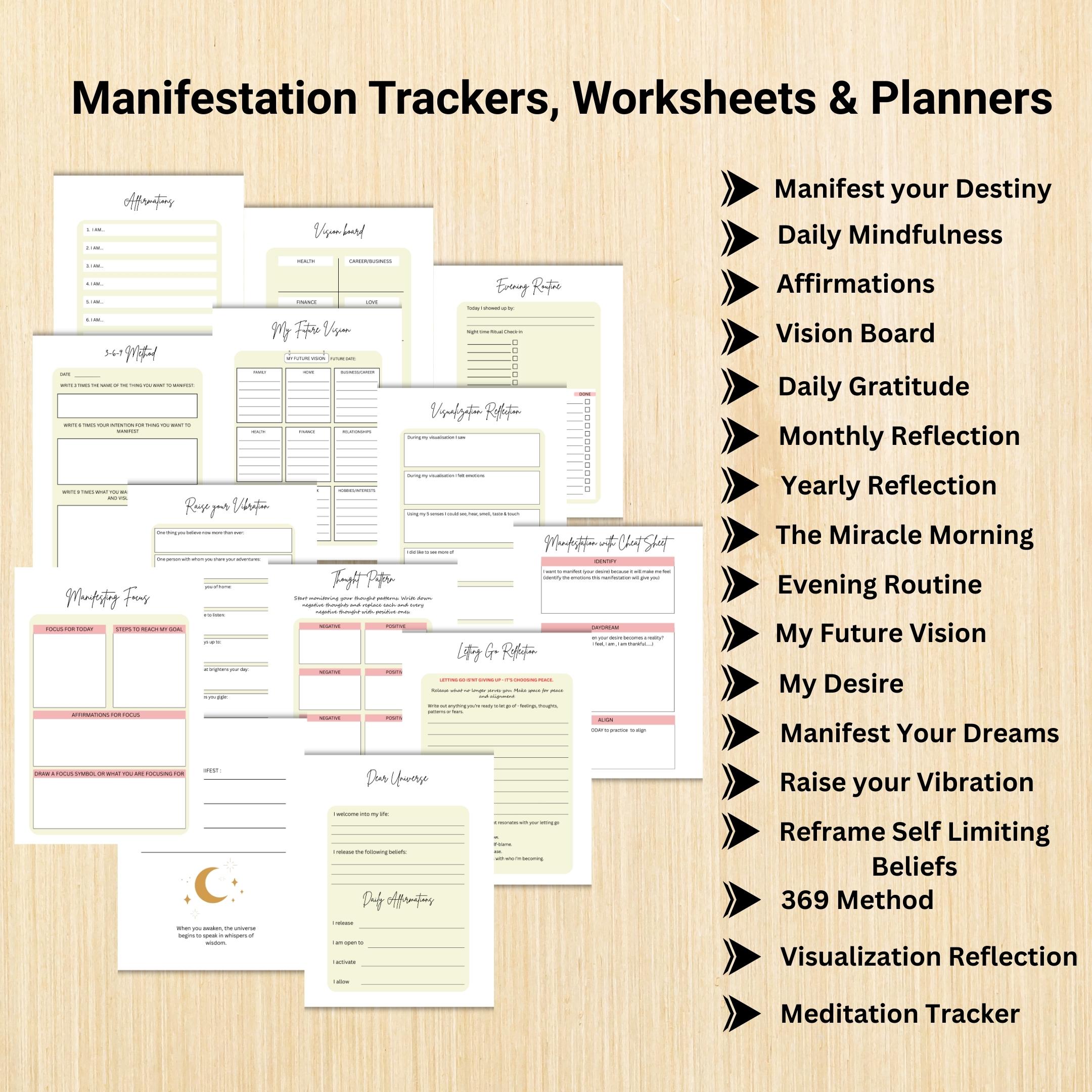 2026 Planner — MANIFESTATION JOURNAL Printable, Vision Board, Law of Attraction, Gratitude, Digital Journal... | Mindfulness printable