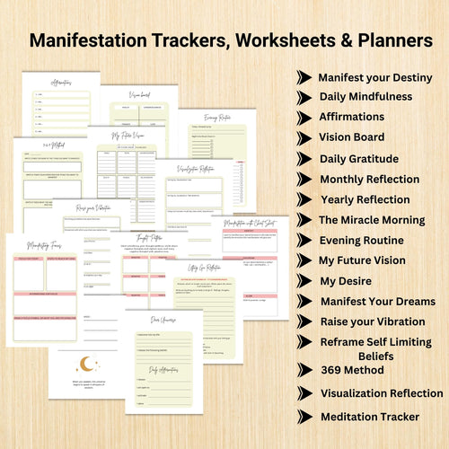 2026 Planner — MANIFESTATION JOURNAL Printable, Vision Board, Law of Attraction, Gratitude, Digital Journal... | Mindfulness printable