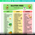 Celiac Diet — Gluten Free Food List Printable, Gluten Free Diet Guide, Safe Foods Chart, Celiac Friendly Gr... | Nutri Track printable