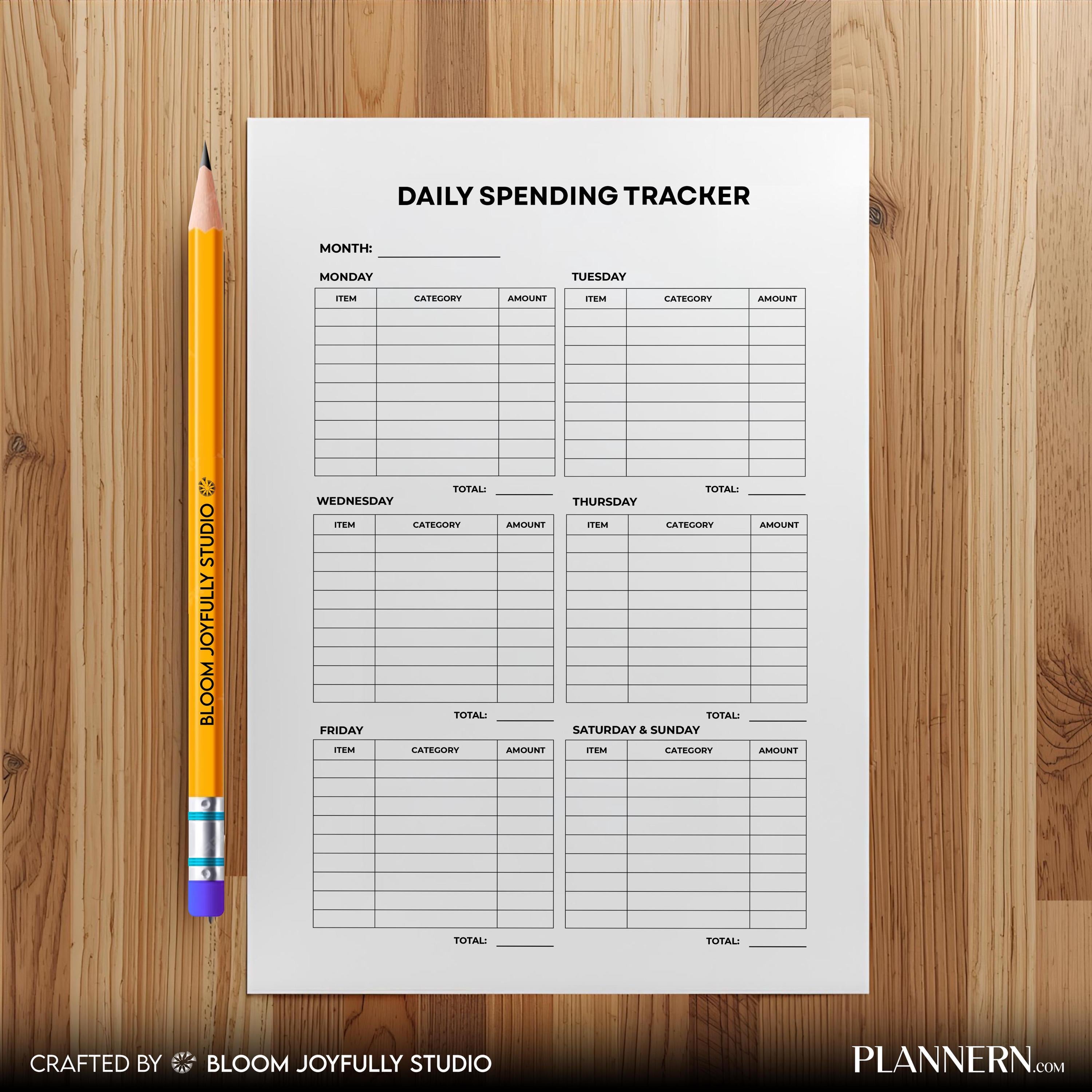 Budget Tracker — Daily Spending Tracker PRINTABLE, Expense Tracker, Budget Planner PDF, Finance Tracker, In... | Bloom Joyfully printable