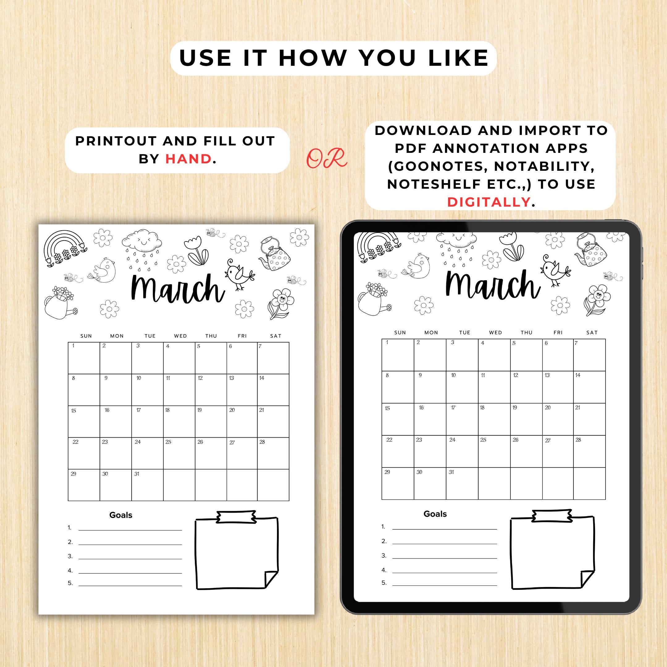 Budget Tracker — March Journal Bundle, March Planner Printable, March Calendar Agenda, St Patrick's Theme, ... | Mindfulness printable