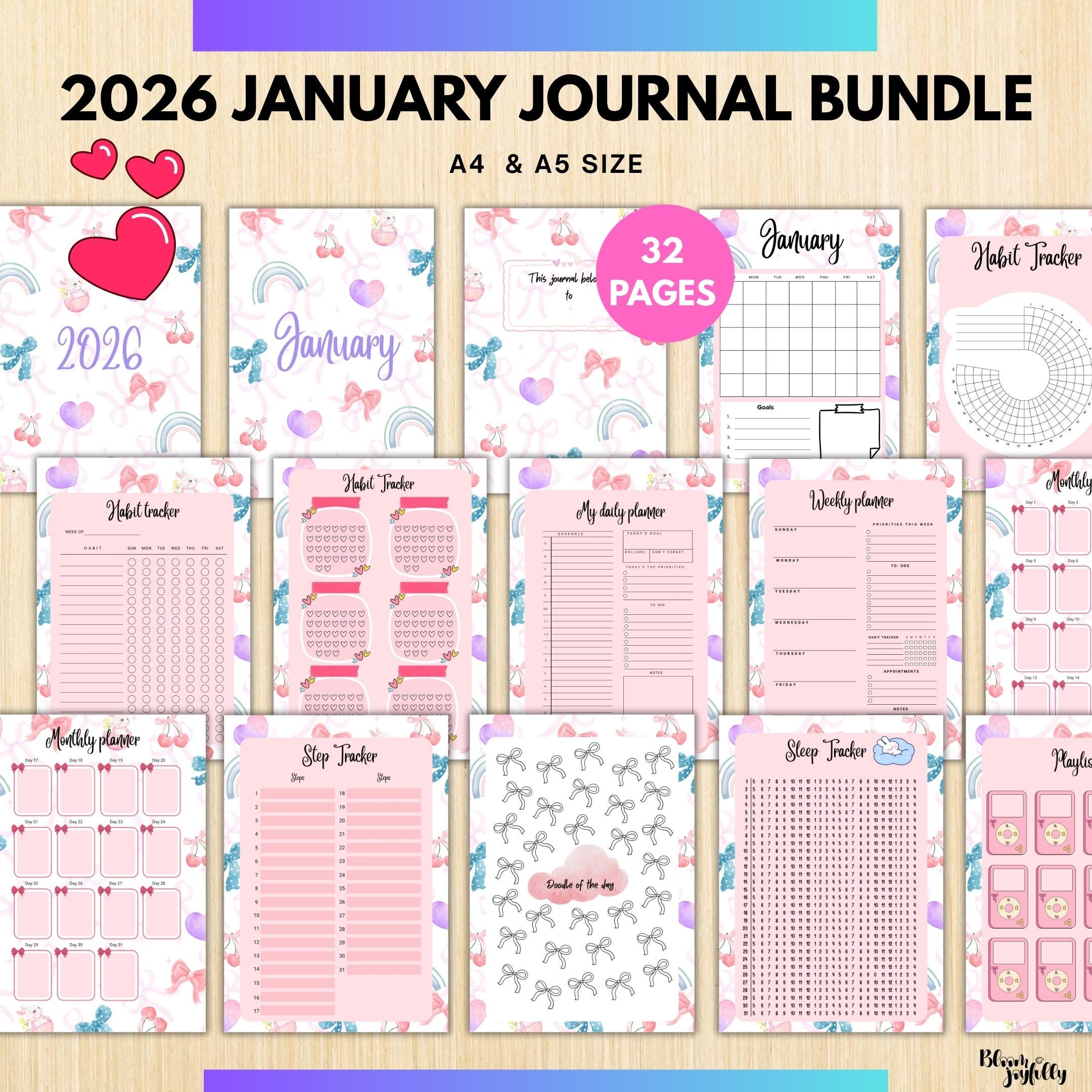 2026 Big Journal — 2026 JANUARY Planner Bundle, New Year Reset, New Year Monthly, Weekly planner, Habit, Bu... | Bloom Joyfully printable