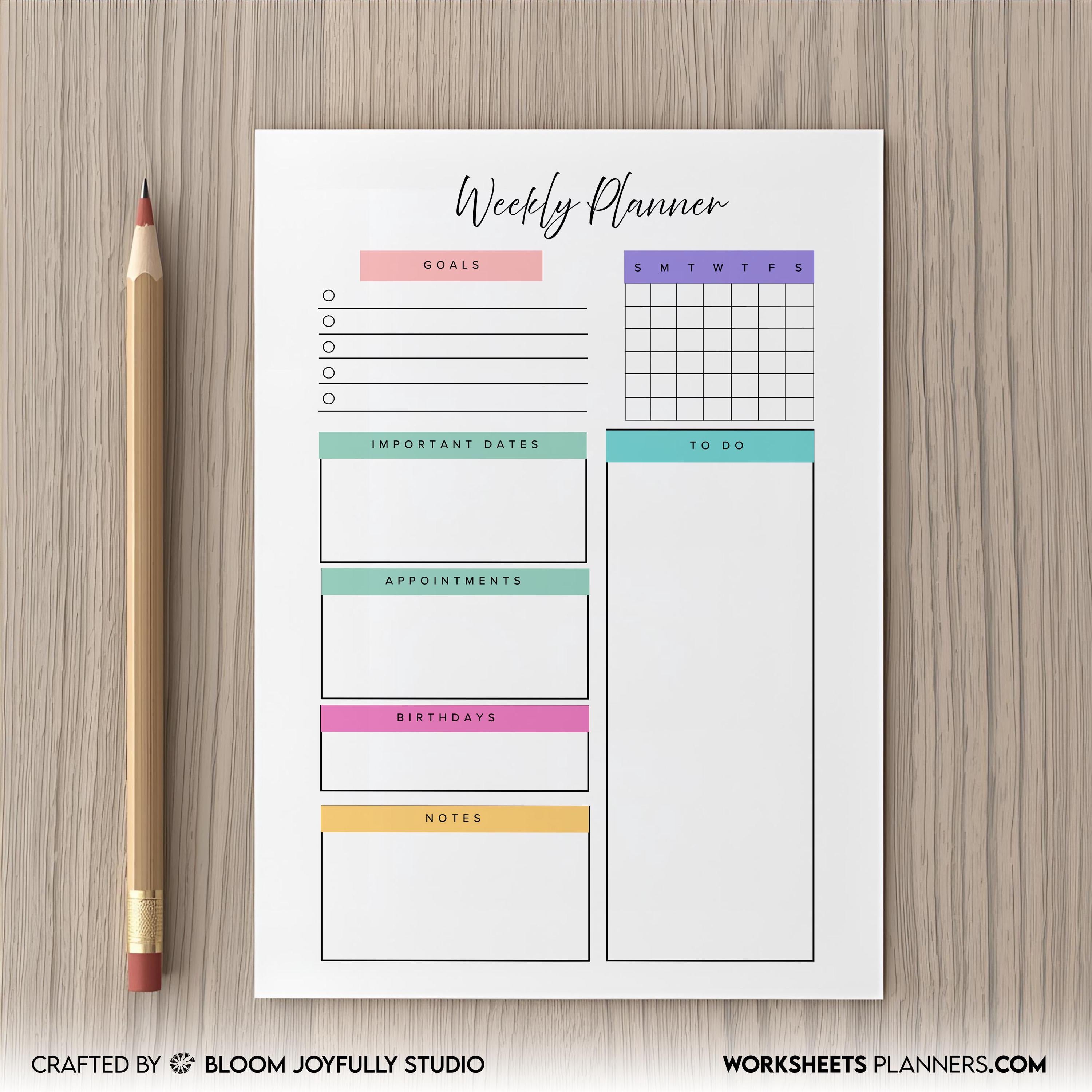 Digital Planner — Weekly Planner PRINTABLE, Weekly To Do List, Weekly Habit Tracker, Weekly Goal Planner, M... | Bloom Joyfully printable