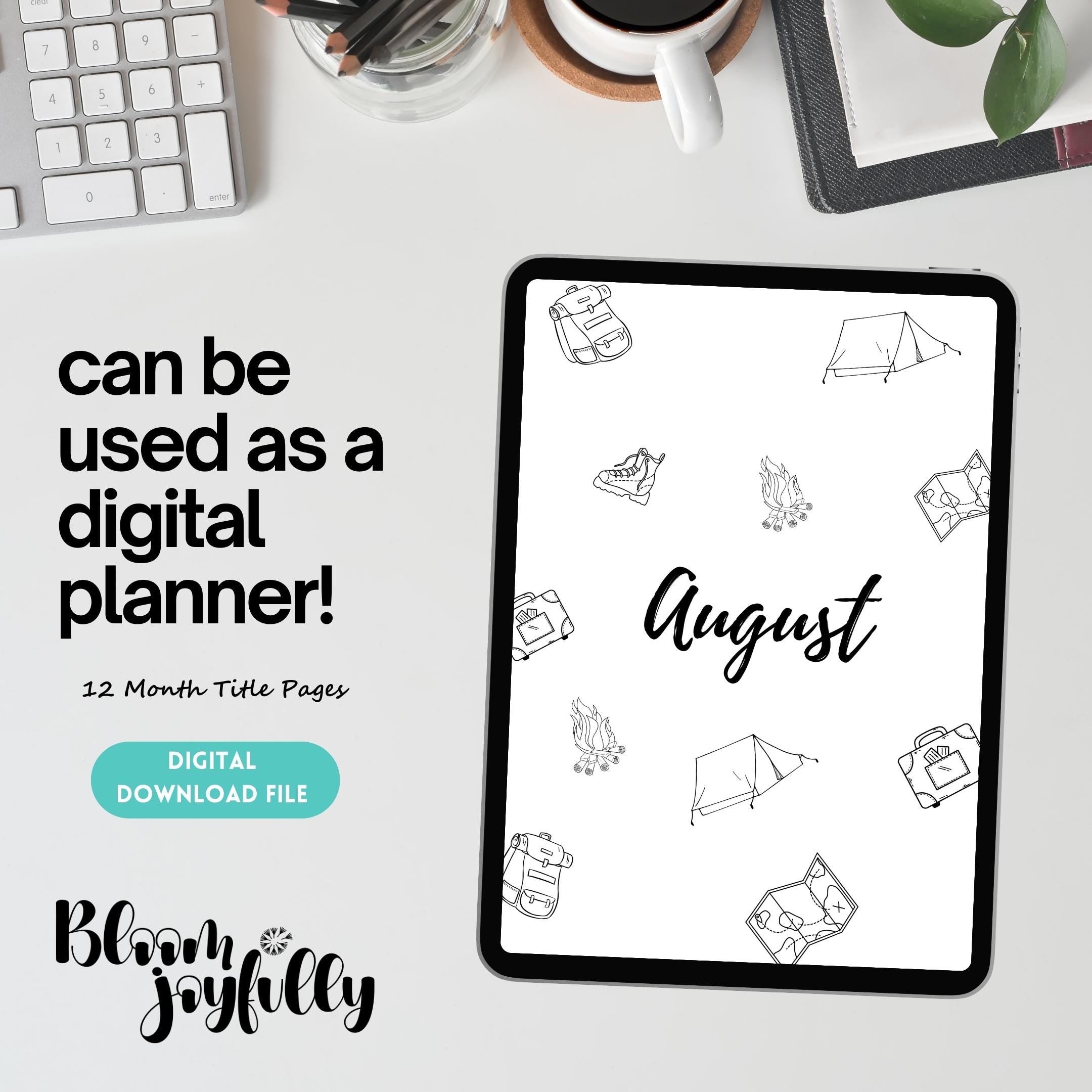12 Month Cover Pages — 12 Month Title Page Bundle, Printable Monthly Planner Covers, PRINTABLE TITLE PAGE, ... | Bloom Joyfully printable