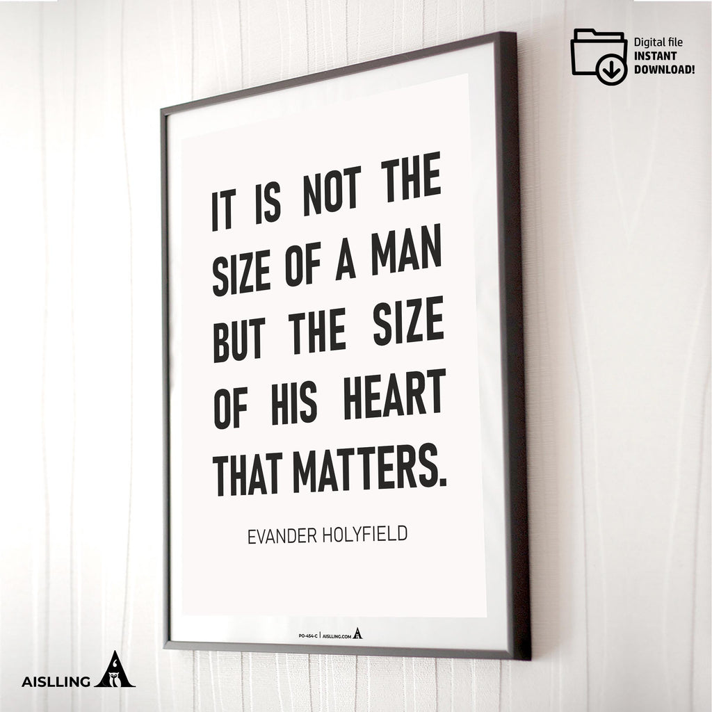 Aislling — Inspirational Quote Wall Art for Boys Room, "It's Not the Size of a Man", Black & White Printabl... | Aislling printable