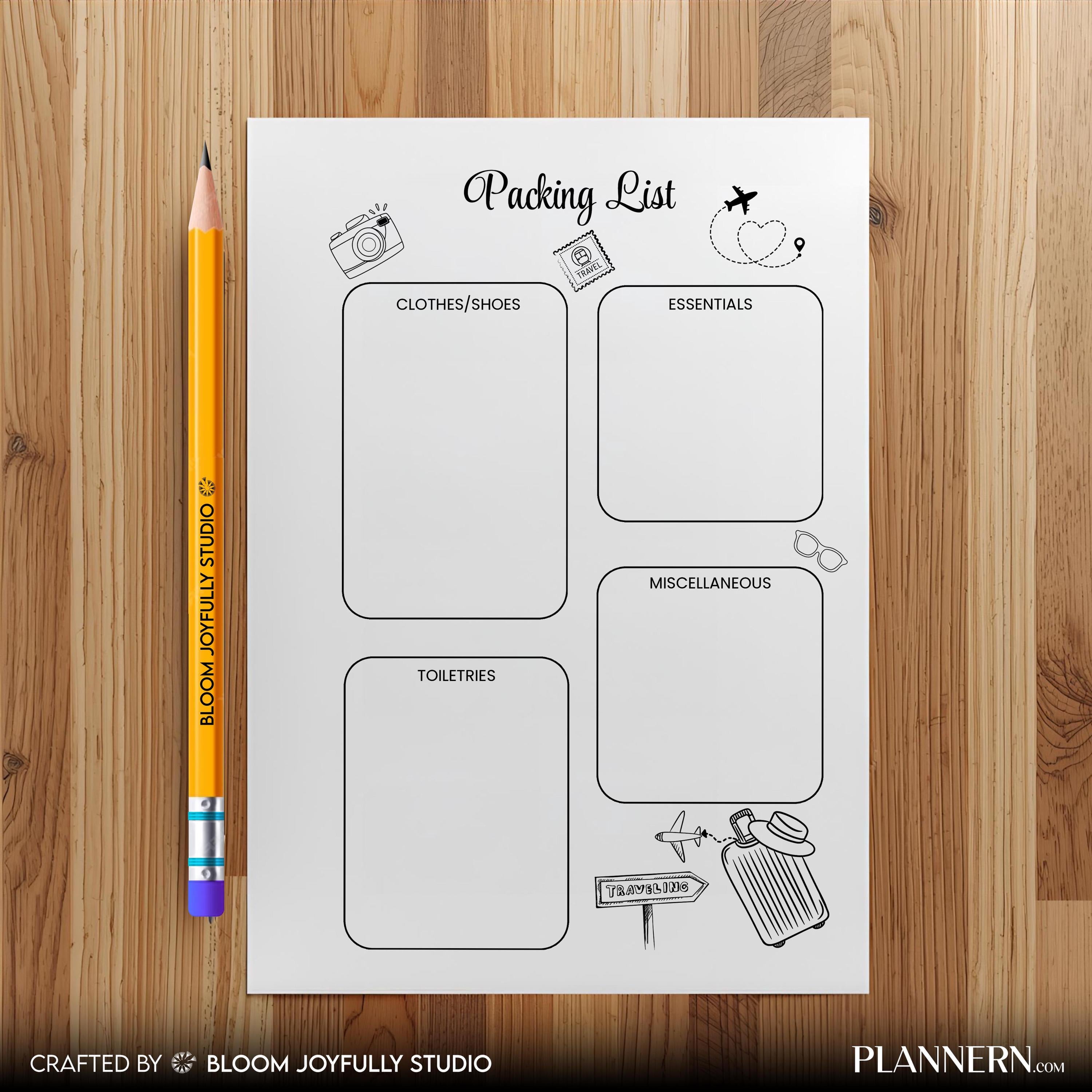 A4 A5 Printable — Travel Packing List PRINTABLE, Vacation Packing Checklist, Minimalist Travel Planner, Tra... | Bloom Joyfully printable