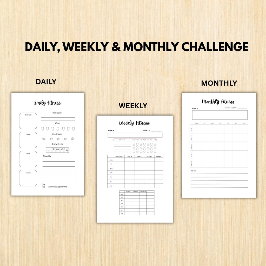 Digital Fitness — FITNESS Tracker Printable Bundle, Fitness and Wellness Tracker, Weightloss Tracker Bundle... | Nutri Track printable