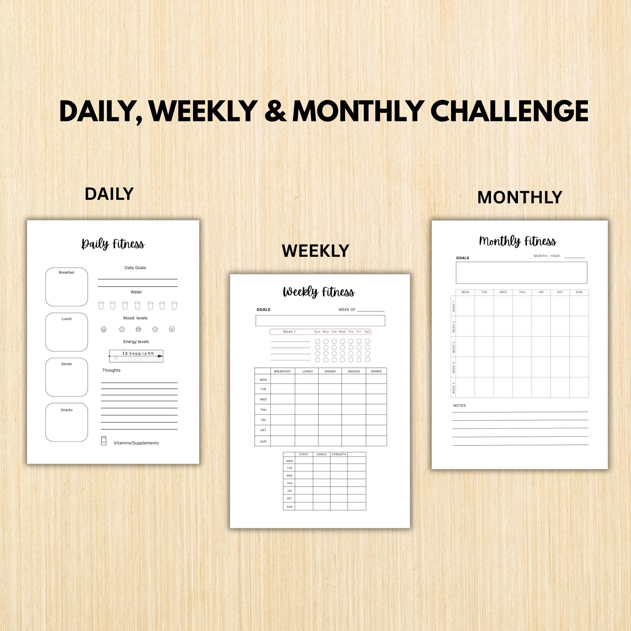Digital Fitness — FITNESS Tracker Printable Bundle, Fitness and Wellness Tracker, Weightloss Tracker Bundle... | Nutri Track printable