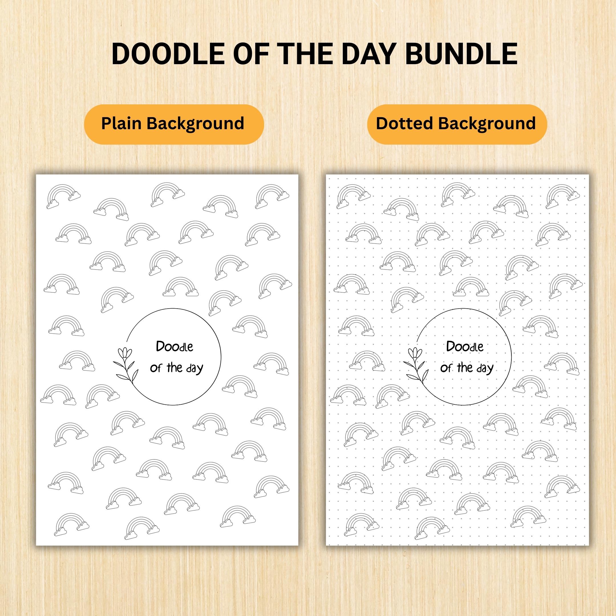 365 Days Drawing — DOODLE of the Day Bundle, Creative Doodle of the Day, Daily Doodle Journal, PRINTABLE Jo... | Mindfulness printable
