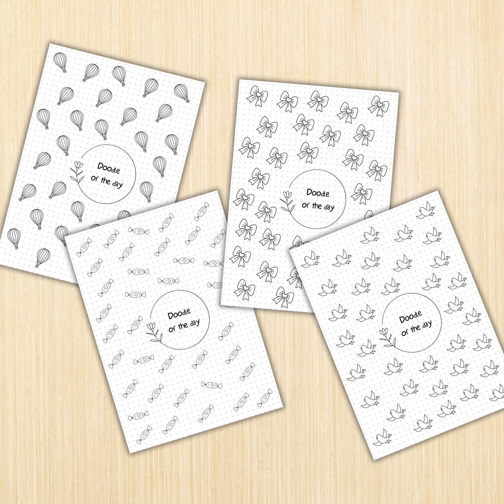 365 Days Drawing — DOODLE of the Day Bundle, Daily Doodle Journal, Creative Doodle of the Day, PRINTABLE Jo... | Mindfulness printable
