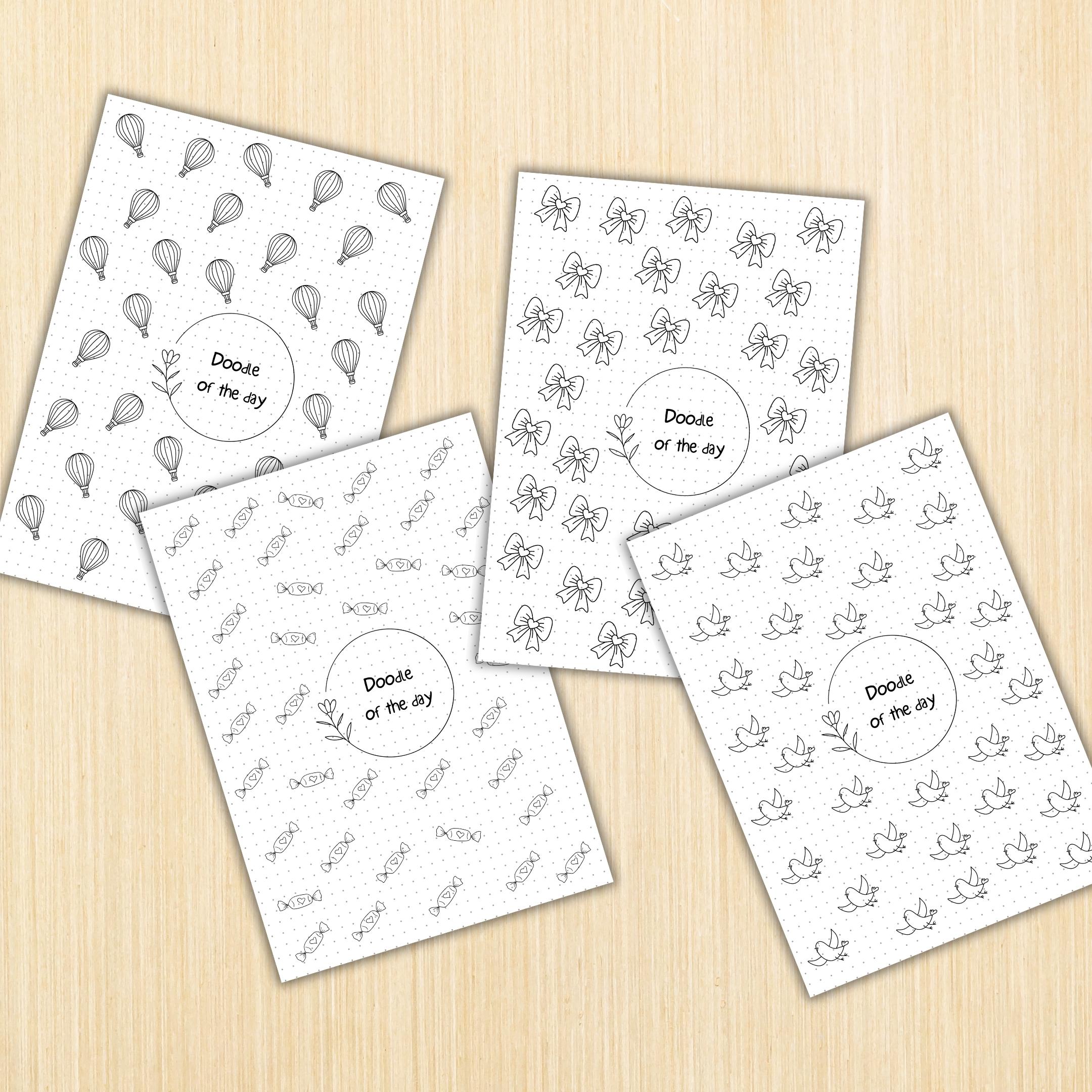 365 Days Drawing — DOODLE of the Day Bundle, Daily Doodle Journal, Creative Doodle of the Day, PRINTABLE Jo... | Mindfulness printable