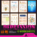 Depression Workbook, depression spiral, depression coping, cognitive restructuring, therapy worksheets, school counsellor, teen therapy