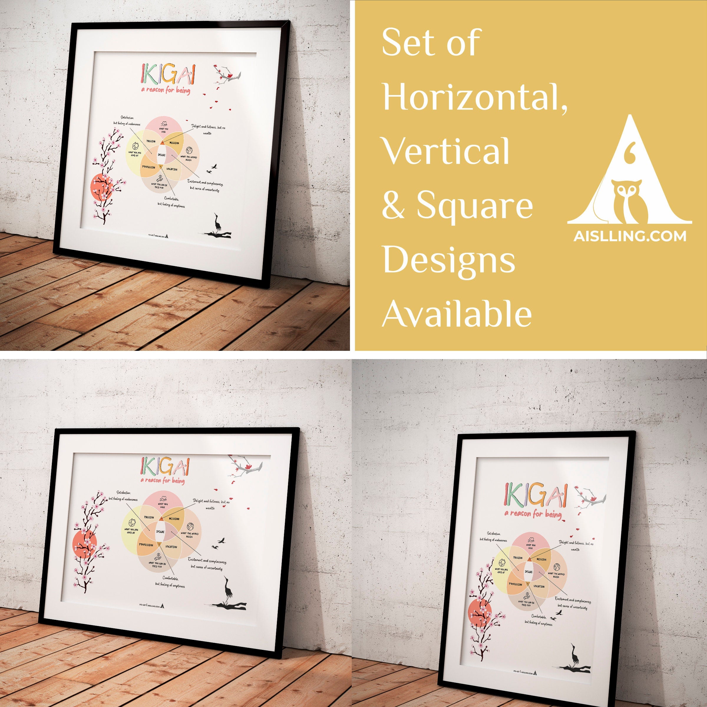 Find Your Ikigai with this Psychologist Poster, A Reason for Being, Digital Download, Instantly Printable - Perfect for Home or Office Decor