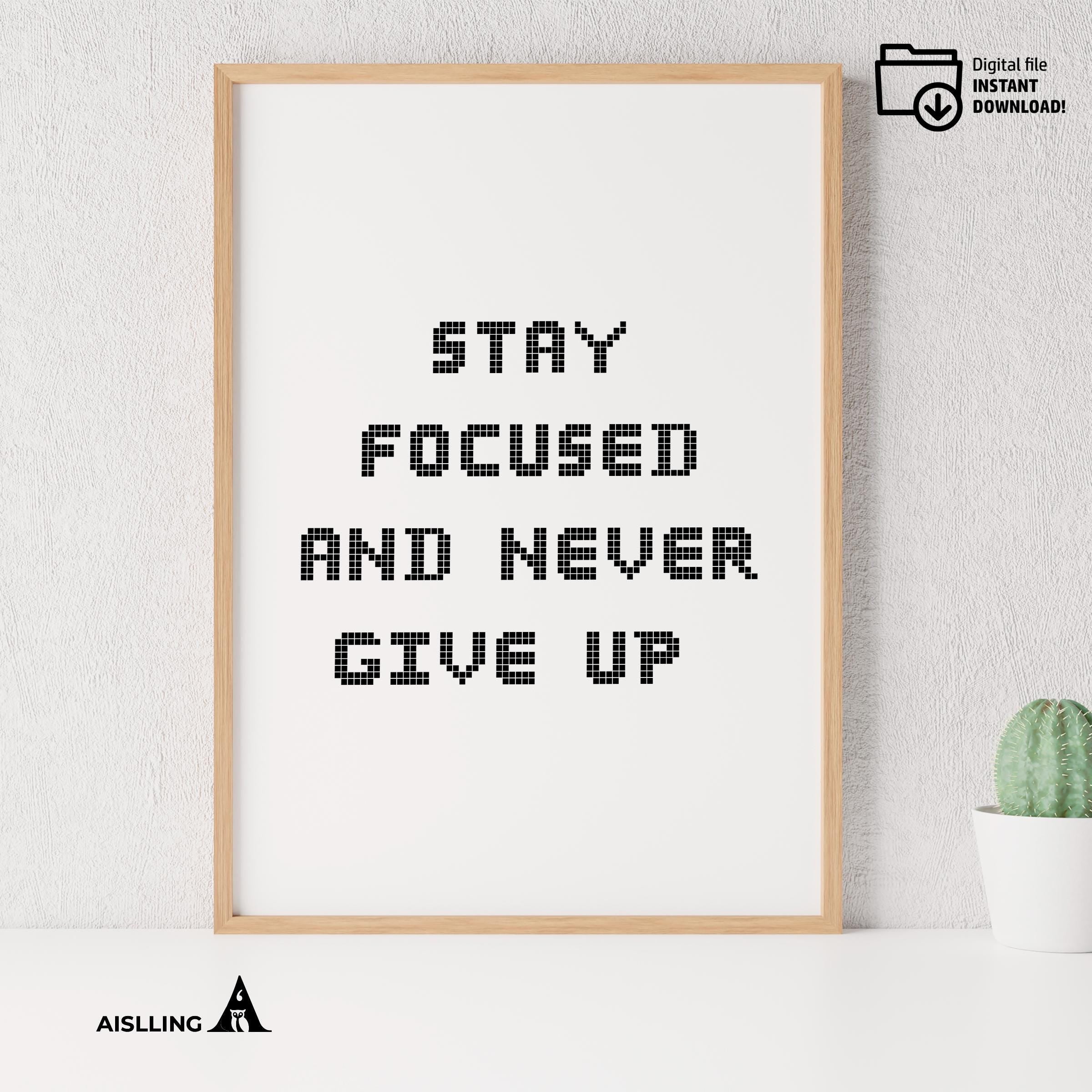 Black White Print — Stay Focused Printable Wall Art, Motivational Quote Poster, Pastel Affirmation Print, A... | Aislling printable
