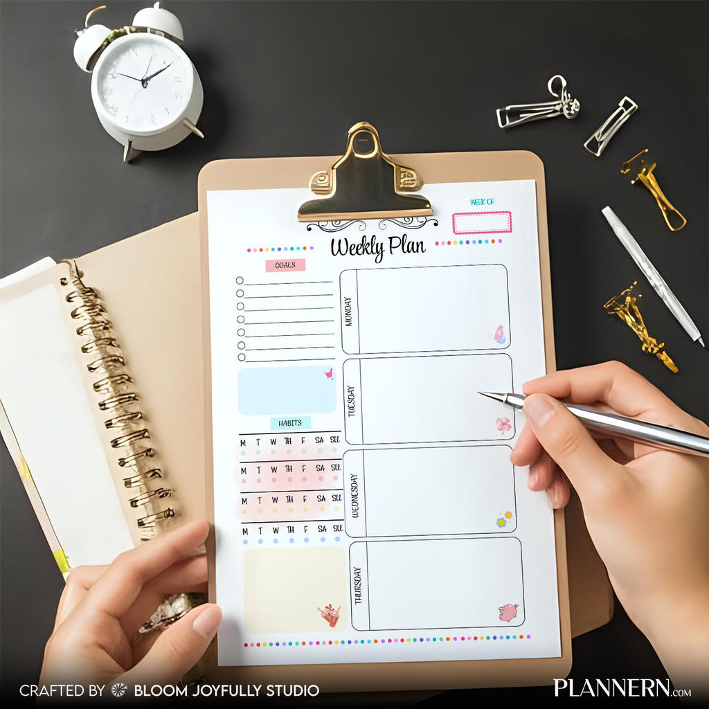 Digital Planner — Weekly Planner Tracker Printable, Weekly Planner, Goal Setting Worksheet, Productivity Pl... | Bloom Joyfully printable