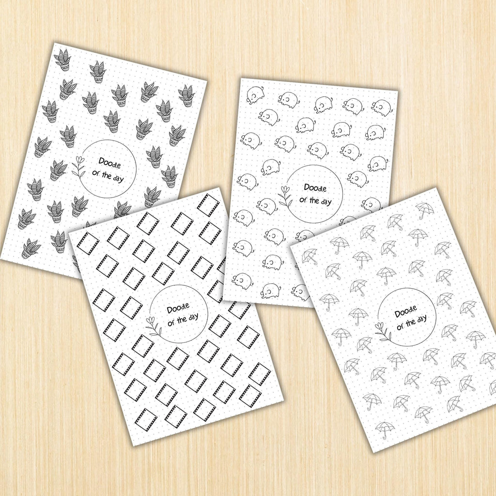 365 Days Drawing — DOODLE of the Day Bundle, Creative Doodle of the Day, Daily Doodle Journal, PRINTABLE Jo... | Mindfulness printable