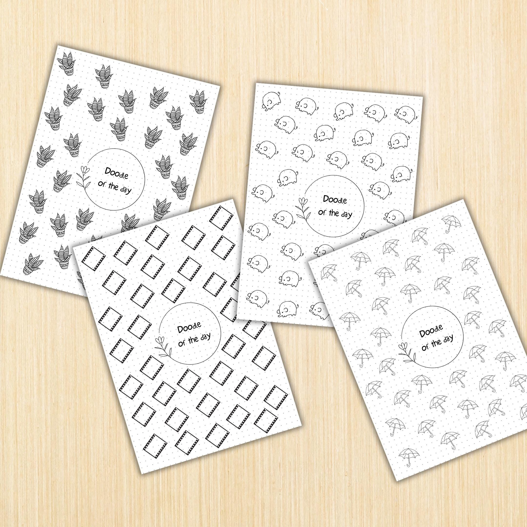 365 Days Drawing — DOODLE of the Day Bundle, Creative Doodle of the Day, Daily Doodle Journal, PRINTABLE Jo... | Mindfulness printable
